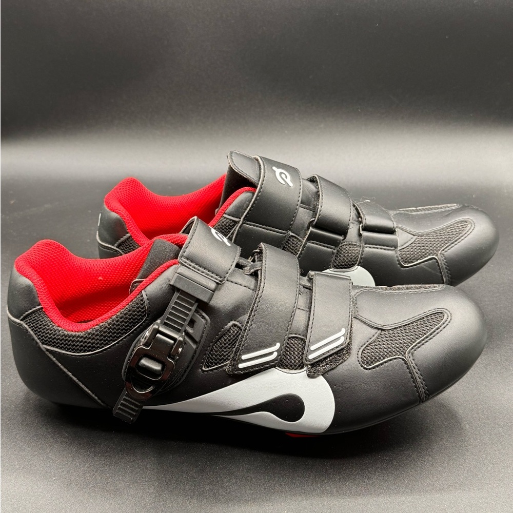 Peloton Mens Cycling Shoes Size 13 Euro 46 Black/White & Red